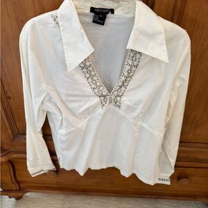 Karen Kane Cream Embellished Blouse